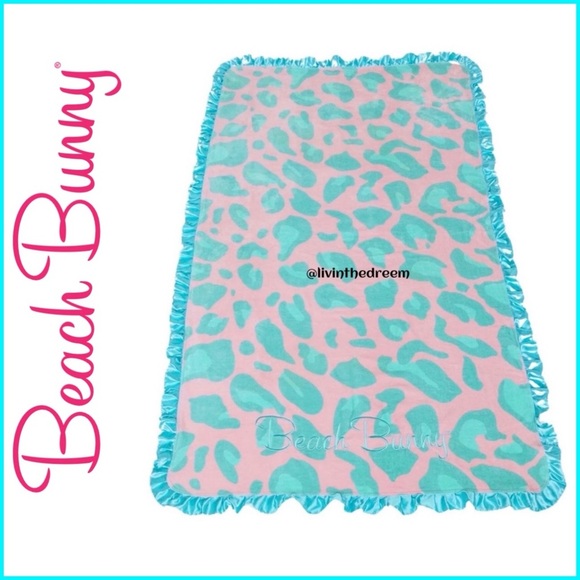 Beach Bunny Cherry Blossom Aqua Leopard Beach Towel - Picture 1 of 6